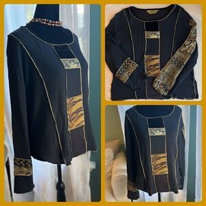 Vintage funky boho mixed media blouse
